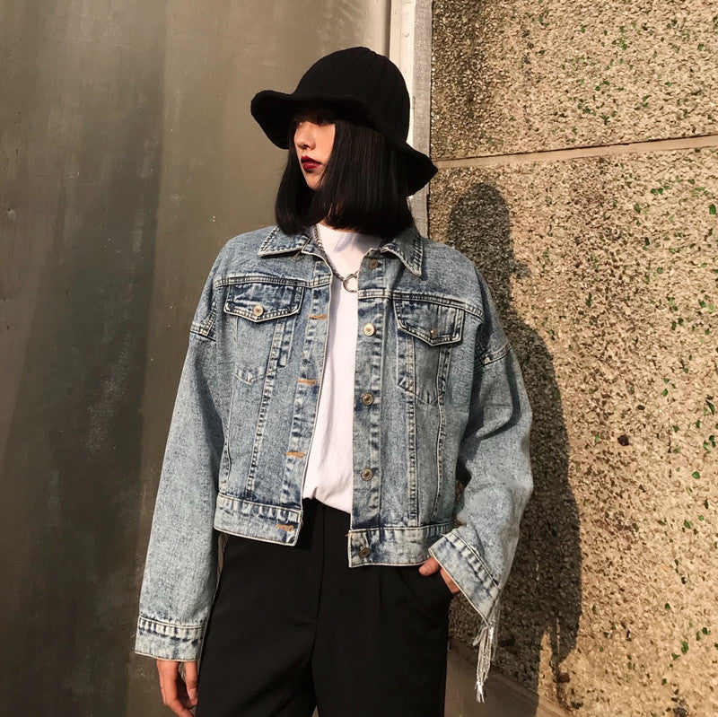 Fringed Denim Jacket Women'S Short Loose Top