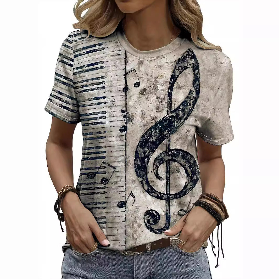 Digital Printing Note Short-sleeved T-shirt