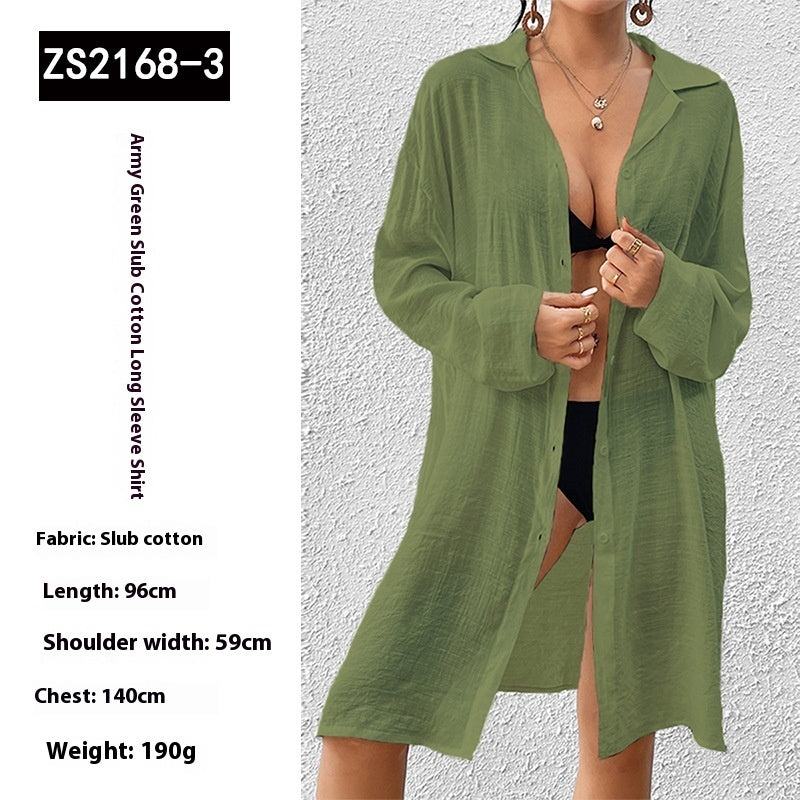 Tencel Slub Cotton Long-sleeved Shirt For Women