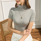 Spring Pile Collar Modal Short-sleeved T-shirt For Women