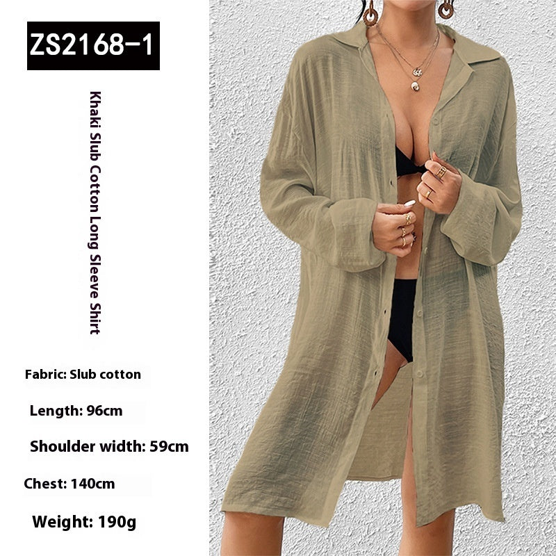 Tencel Slub Cotton Long-sleeved Shirt For Women