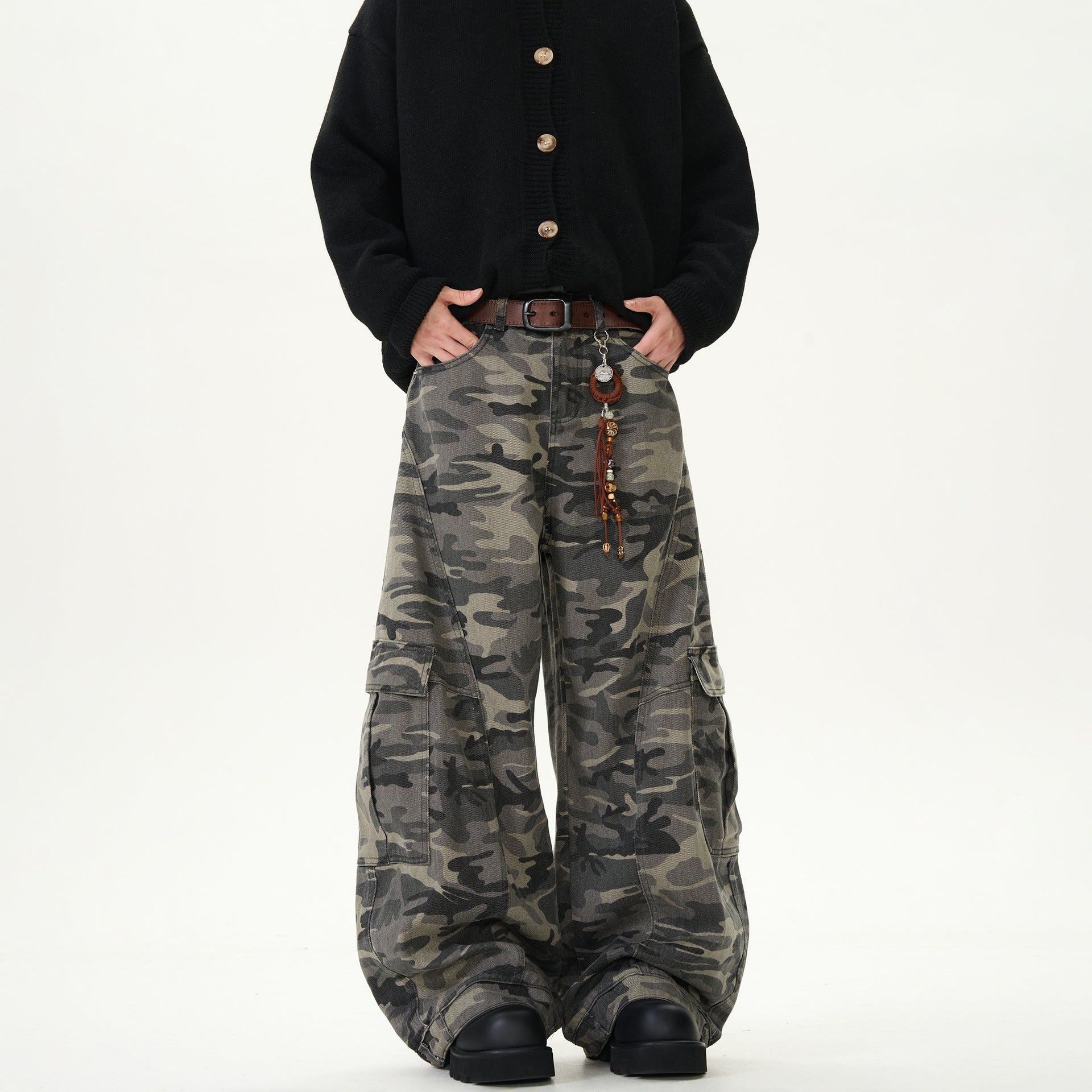American Fashion Brand Camouflaged Male Loose Casual Retro Machete Jeans
