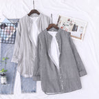 Stand Collar Double-layer Yarn Long Sleeve Blouse Loose