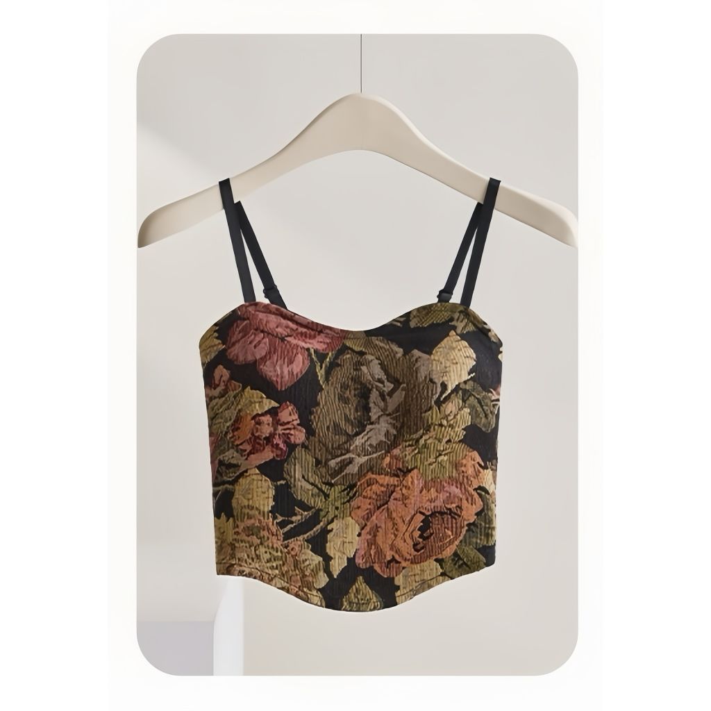 Vintage Floral Pleated Beauty Back Sling