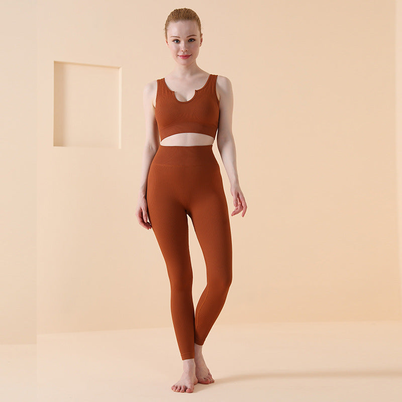 Striped Solid Color Quick-drying Gym Suit Sports Bra