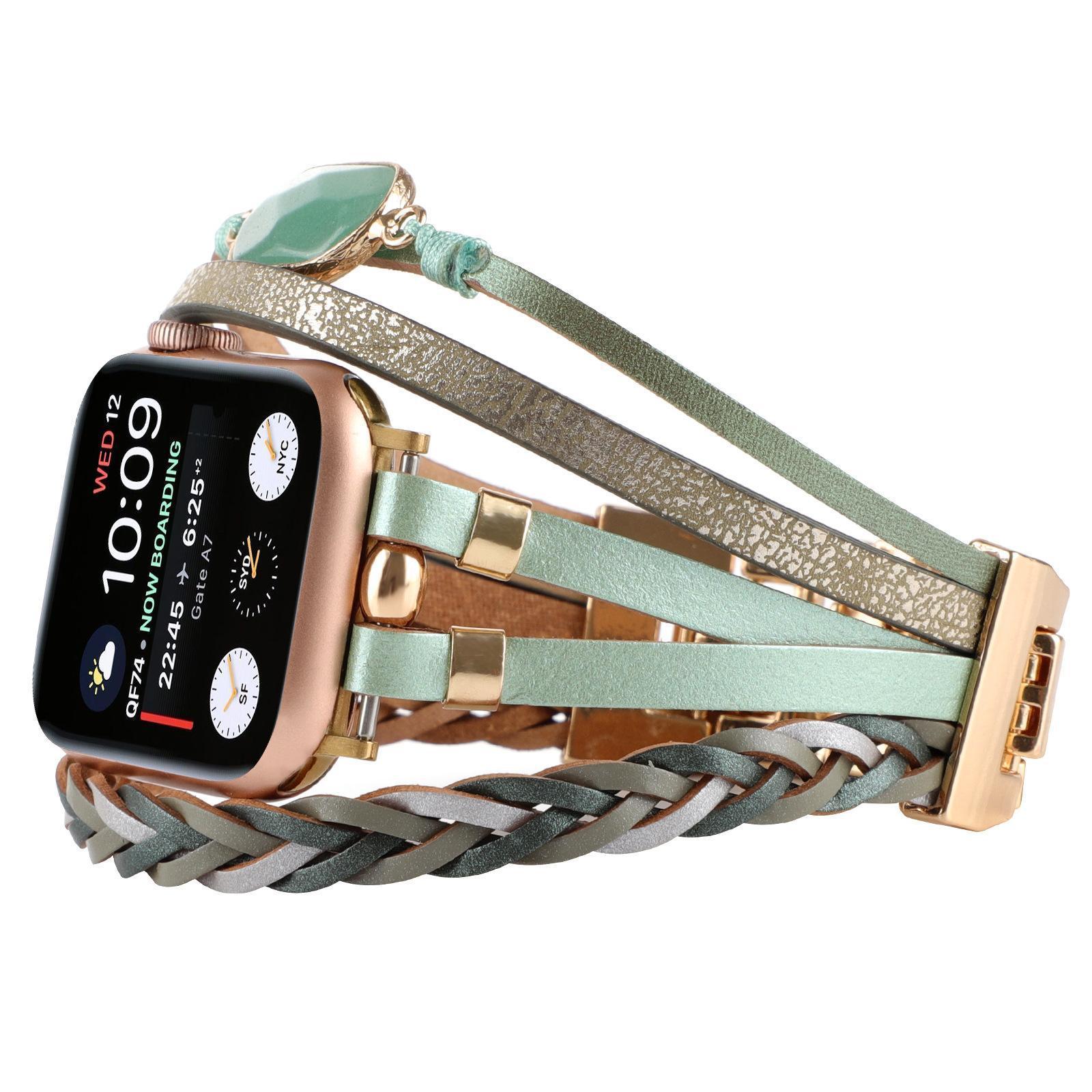 Metal Strap Leather Woven Bracelet Breathable